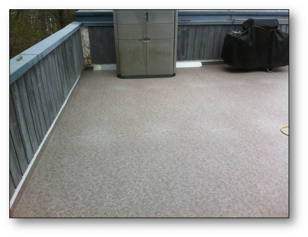 The new Duradek was able to go down over the existing plywood.